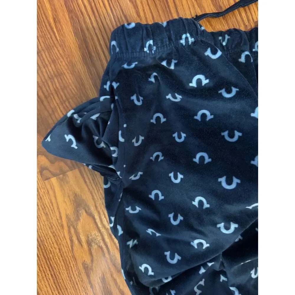 True Religion Men’s Large Blue Horseshoe Logo Fleece Pajama Lounge Pants